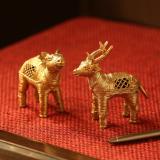 ExclusiveLane 'Deer Twins' Handmade Brass Figurines In Dhokra Decorative Showpiece  -  9.3 cm (Brass, Multicolor)