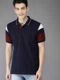 HERE&NOW Colorblock Men Polo Neck Dark Blue T-Shirt