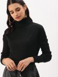 Dressberry Solid Turtle Neck Casual Women Black Sweater