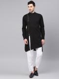 Freehand Men Solid Asymmetric Kurta (Black)