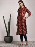 Sangria Women Printed Straight Kurta (Maroon)