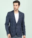 PARK AVENUE Checkered Single Breasted Casual Men Blazer (Dark Blue)