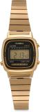 CASIO LA670WGA-1DF Vintage LA670WGA-1DF Black Dial Gold Stainless Steel Band Digital Watch  - For Men & Women