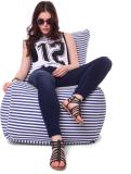 STYLE HOMEZ XXXL Cotton Canvas Stripes Printed Fillers Bean Bag Chair  With Bean Filling (Multicolor)