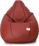 STAR XXL Classic Tan With Black Piping Teardrop Bean Bag  With Bean Filling (Multicolor)