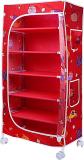 Homeeva 6 Shelves Powder Coated Carbon Steel Collapsible Wardrobe (Finish Color - Fish Red, DIY(Do-It-Yourself))