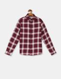 FLYING MACHINE Boys Checkered Casual Red Shirt