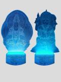 Vinayakart Set of 3D Goddess Lakshmi & Ganesh Illusion LED Light Lamp With Changing Colors Table Lamp (23 cm, White)