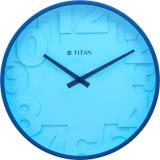 Titan Analog 29.5 cm X 29.5 cm Wall Clock (Blue, With Glass, Standard)