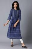 W Women Printed Flared Kurta (Blue)