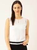 Marc Loire Casual No Sleeve Solid Women White Top