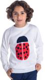 Cherry Crumble by Nitt Hyman Animal Print Round Neck Casual Baby Boys & Baby Girls White Sweater