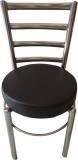 RAJCHEIF Restaurant Stool Chair, Stool for Kitchen, Stool for Balcony, Stool for Sitting in(SS Steel)1.25inch Pipe, PU Round sheat, Back Capsule Pipe, Heavy Duty,Set of-1Piece Metal Dining Chair (Set of 1, Finish Color - Black)