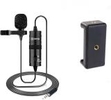 BOYA BYM1 Omnidirectional Lavalier Condenser Camera Mic with smart mount2 with 20ft Audio Cable Microphone