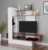 Barewether Engineered Wood TV Entertainment Unit (Finish Color - White with Walnut, Knock Down)