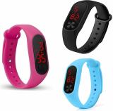 McLaren ML-654 Combo M2 Digital Sports LED Band (Black, Pink, Sky Blue Strap, Size : Free Size)