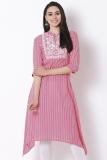 RANGRITI Women Printed A-line Kurta (Pink)