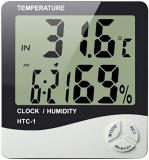 SWADESI BY MCP Digital Room ThermometerTemperature Humidity Meter LCD Electronic Outdoor/Indoor Room Thermometer Hygrometer with Clock Time Humidity Monitor for Home,Bedroom Thermometer (White)