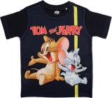 TOM & JERRY Boys Printed Cotton Blend Regular T Shirt (Dark Blue, Pack of 1)