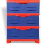 Supreme Fusion-DR-3 Plastic Free Standing Chest of Drawers (Finish Color - Coke Red & Blue, DIY(Do-It-Yourself))