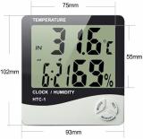 thermomate HTC-1 plastic Temperature Humidity Time Display Meter with Alarm Clock HTC-1 Thermometer (White)