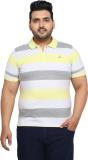 American Crew Striped Men Polo Neck Multicolor T-Shirt