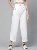 SASSAFRAS Relaxed Women White Trousers