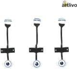 Artlivo Set of three Hooks Ceramic Key Holder (3 Hooks, Black)