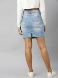 Roadster Washed Women Straight Blue Skirt