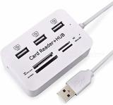 spincart 7 in 1 USB 2.0 Combo Card Reader Hub, Ultra Fast Speed, for Laptop PC Tablet, Supports MS Duo/SD/T-Fash/M2 Memory Cards and 3 USB 2.0 Port USB 2.0 HUB With Card Reader USB Hub, Card Reader (White)