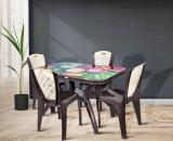 Smilemindia Plastic 4 Seater Dining Set (Finish Color -Brown, Pre-assembled)