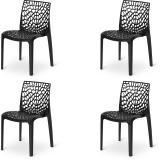 Supreme Web for Home & Garden Plastic Outdoor Chair (Black, Set of 4, Pre-assembled)