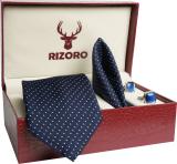 RIZORO Satin Cufflink & Tie Pin Set (Blue)