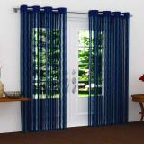 JUBILANT HOME FASHION 210 cm (7 ft) Tissue Semi Transparent Door Curtain (Pack Of 2) (Self Design, Blue)