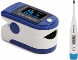 NISCO PULSE OXIMETER WITH DIGITAL THERMOMETER HEALTH CARE APPLIANCE COMBO. Pulse Oximeter (White, Blue)