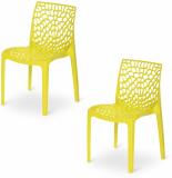 Supreme Web Yellow Set Of 2 Plastic Outdoor Chair (YELLOW, Pre-assembled)