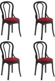 Supreme Pearl Set of 4 Chairs, Black Red Plastic Cafeteria Chair (Black, Set of 4, Pre-assembled)