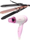 VEGA 3 in 1 Keratin Hair Styler - Straightener, Curler and Crimper (VHSCC-03), Rose Gold & Blooming Air 1000w Compact and Foldable Hair Dryer (VHDH-05) Personal Care Appliance Combo (Hair Styler, Hair Dryer)