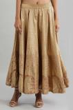 Aurelia Printed Women Flared Gold Skirt