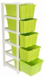 QUISTAL Heavy Plastic Modular Drawer System For Home, Office, Kitchen, Hospital, Medical, School, Parlour & Kids (5 Layer, Green) Plastic Free Standing Chest of Drawers (Finish Color - Green, DIY(Do-It-Yourself))