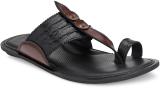 Hitz Black Synthetic Toe Ring Casual Slippers Men Sandals (Black , 8)