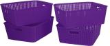 Cutting EDGE Set of 4 | Medium | Purple | Multipurpose Sturdy Woven Storage Baskets Organiser for Kitchen, Office, Stationary, Cosmetics Plastic Fruit & Vegetable Basket (Purple)