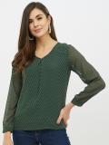 HARPA Casual 3/4 Sleeve Solid Women Green Top