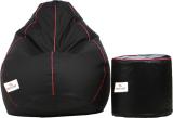 STAR XXXL Tear Drop Bean Bag Cover  (Without Beans) (Black, Pink)