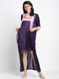 Claura Women Nighty with Robe (Purple)