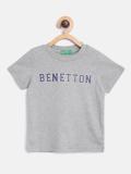 United Colors of Benetton Boys Typography Cotton Blend Regular T Shirt (Grey, Pack of 1)