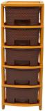 AK HUB Cutlery Kitchen Rack Plastic Multipurpose Use 5 Layer Free Standing Chest of Drawers ( Brown )