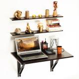 BLUEWUD Hemming Wenge Engineered Wood Study Table (Wall Mounted, Finish Color - Wenge, DIY(Do-It-Yourself))