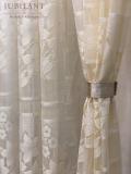 JUBILANT HOME FASHION 270 cm (9 ft) Net Semi Transparent Long Door Curtain (Pack Of 2) (Floral, Cream)