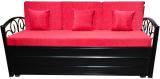 ROYAL METAL FURNITURE 3 Seater Single Metal Pull Out Sofa Cum Bed (Finish Color - Black, Red Delivery Condition - DIY(Do-It-Yourself))